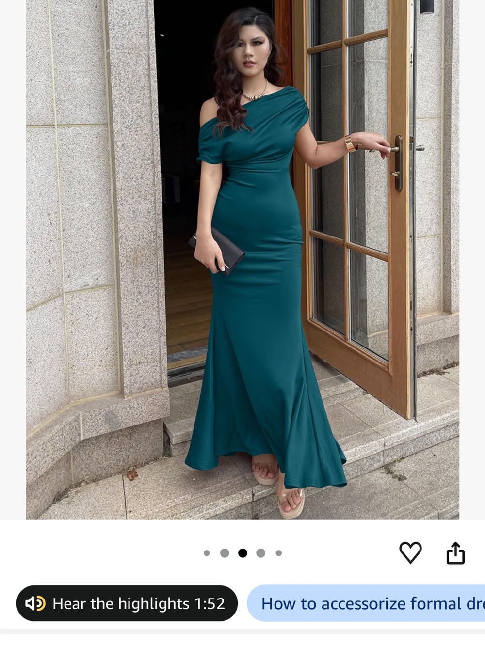 Teal Off-Shoulder Evening Gown